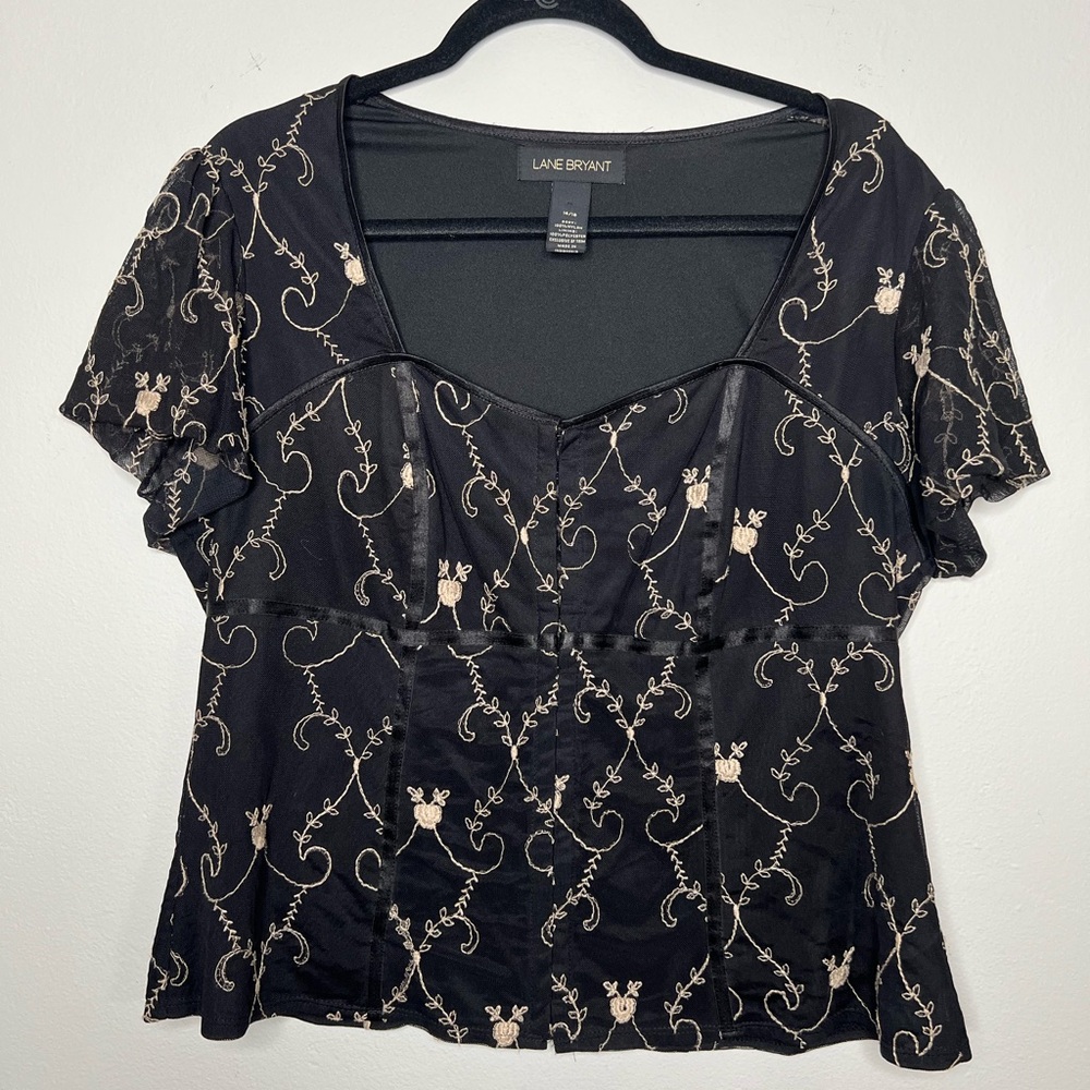 Lane Bryant Plus Size Floral Corset Sweetheart Blouse Size 14/16